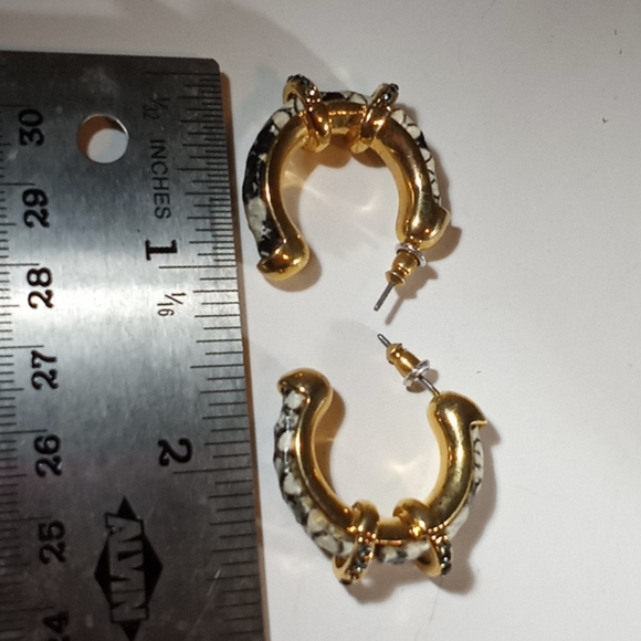 Gold and snake skin hoops - Picture 4 of 4